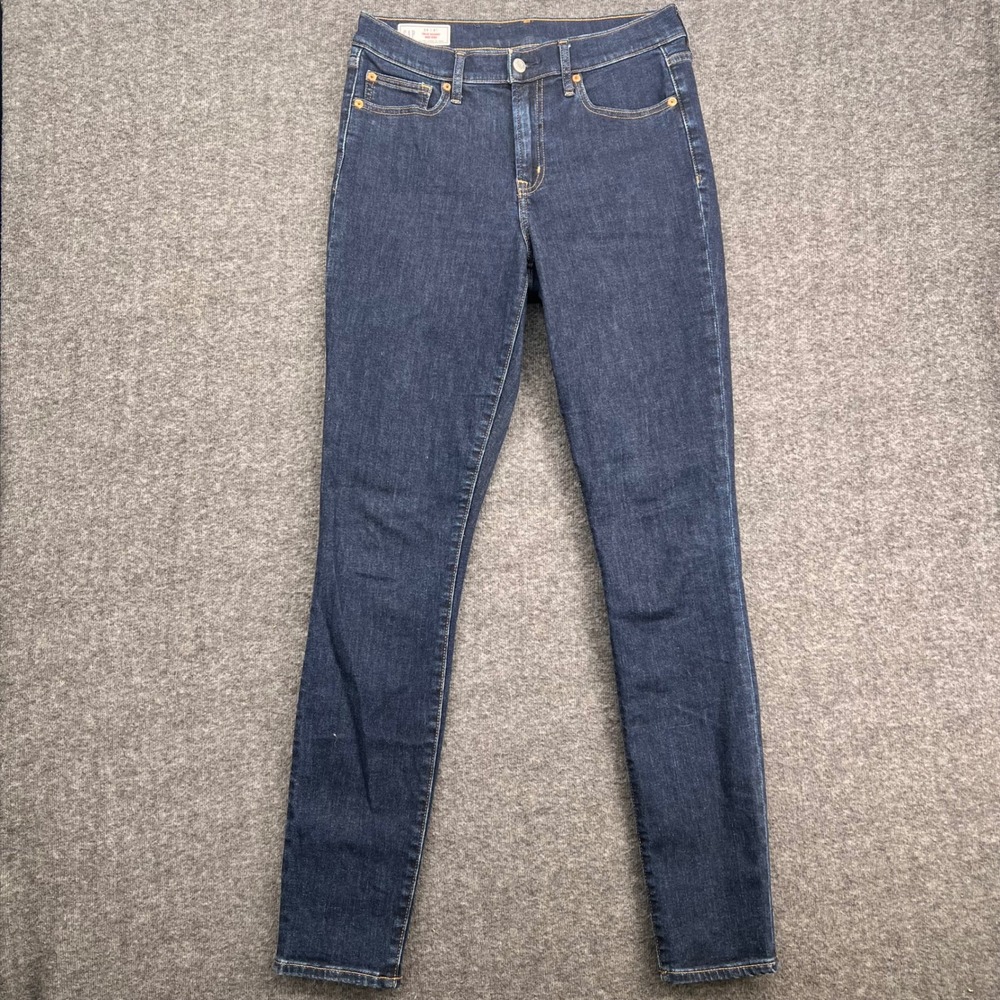Gap True Skinny Mid Rise Jeans Womens 29/8 Tall Dark Indigo Stretch Denim